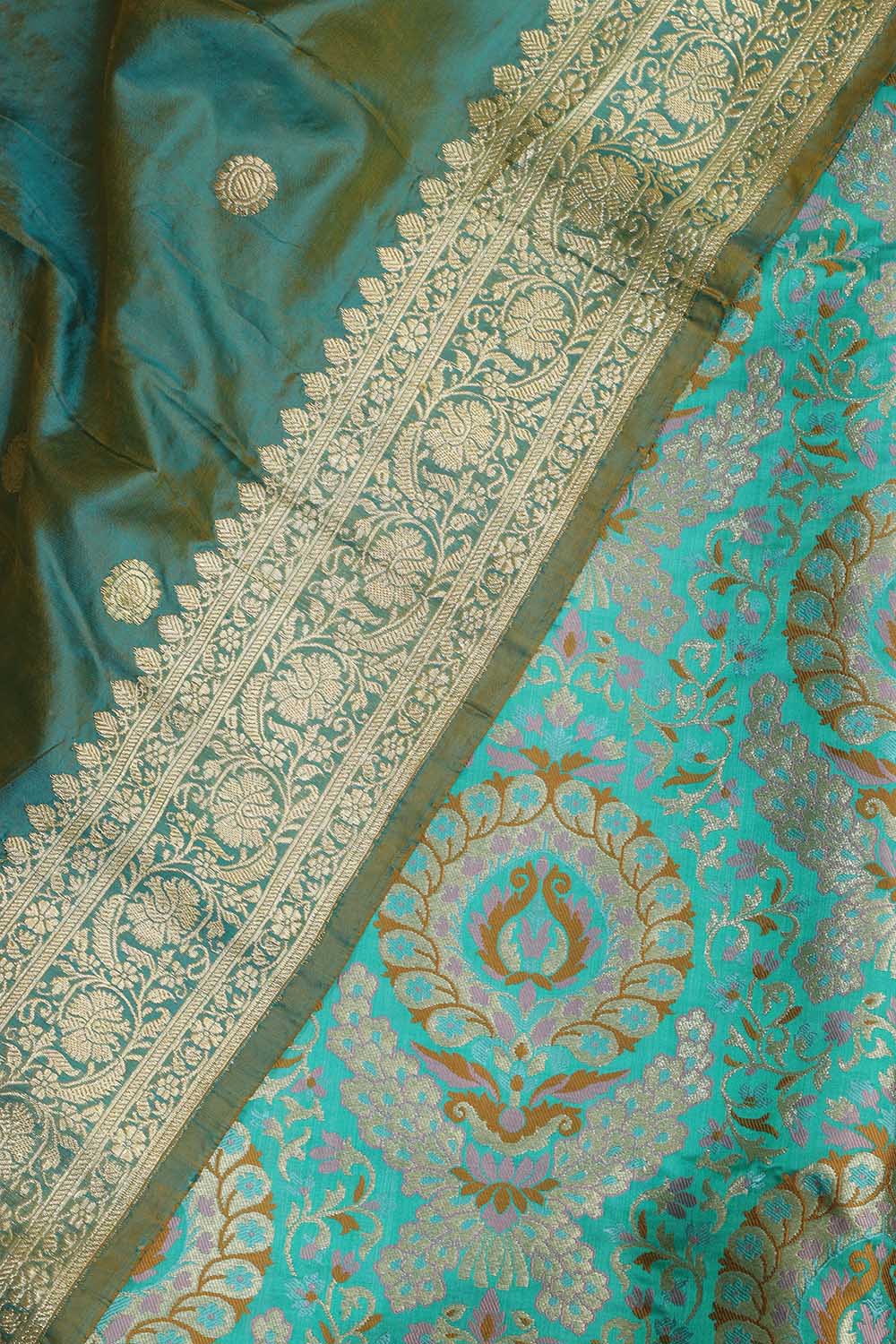 Exquisite Blue Banarasi Kimkhwab Silk Meenakari Suit With Banarasi Pure Katan Silk Dupatta - Luxurion World