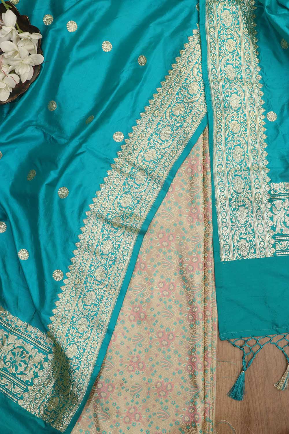 Exquisite Pastel Banarasi Tanchui Silk Suit With Banarasi Pure Katan Silk Dupatta - Luxurion World
