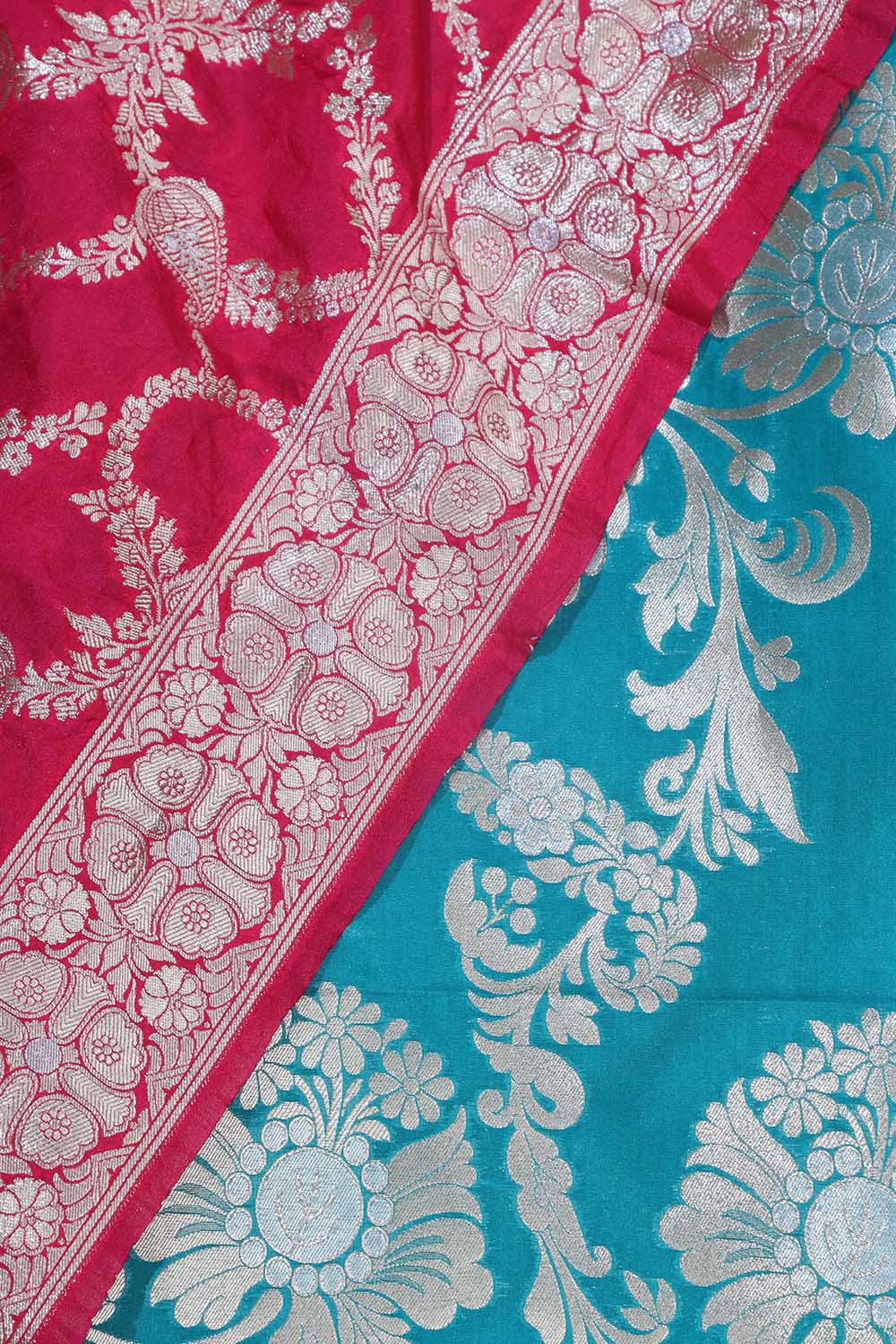 Green Banarasi Silk Suit With Pink Banarasi Silk Dupatta - Luxurion World