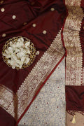 Graceful Grey Banarasi Silk Suit With Banarasi Handloom Pure Katan Silk Dupatta - Luxurion World