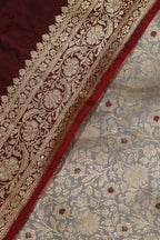Graceful Grey Banarasi Silk Suit With Banarasi Handloom Pure Katan Silk Dupatta - Luxurion World