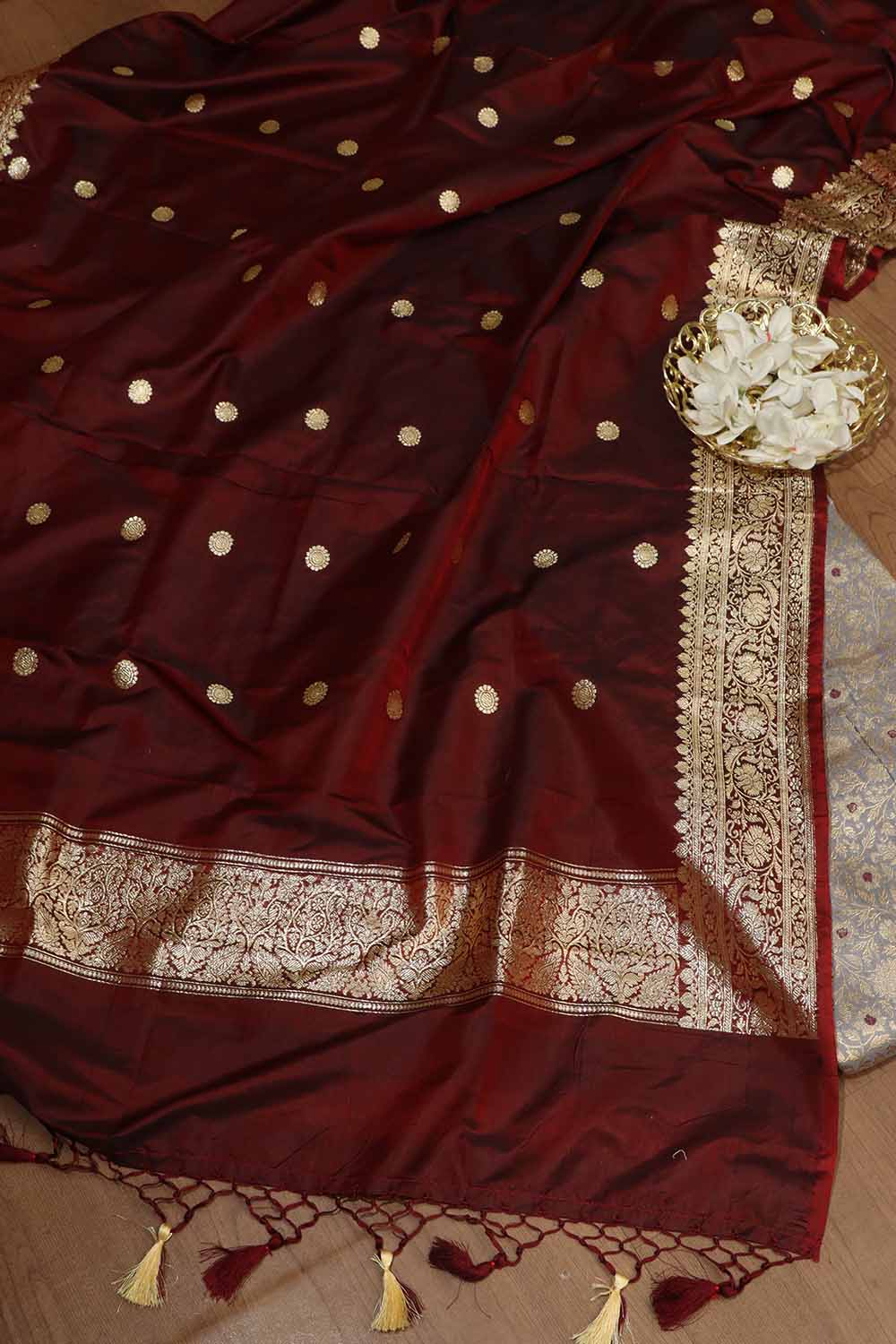 Graceful Grey Banarasi Silk Suit With Banarasi Handloom Pure Katan Silk Dupatta - Luxurion World