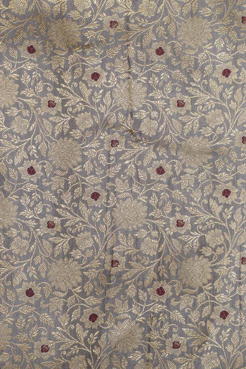 Graceful Grey Banarasi Silk Suit With Banarasi Handloom Pure Katan Silk Dupatta - Luxurion World