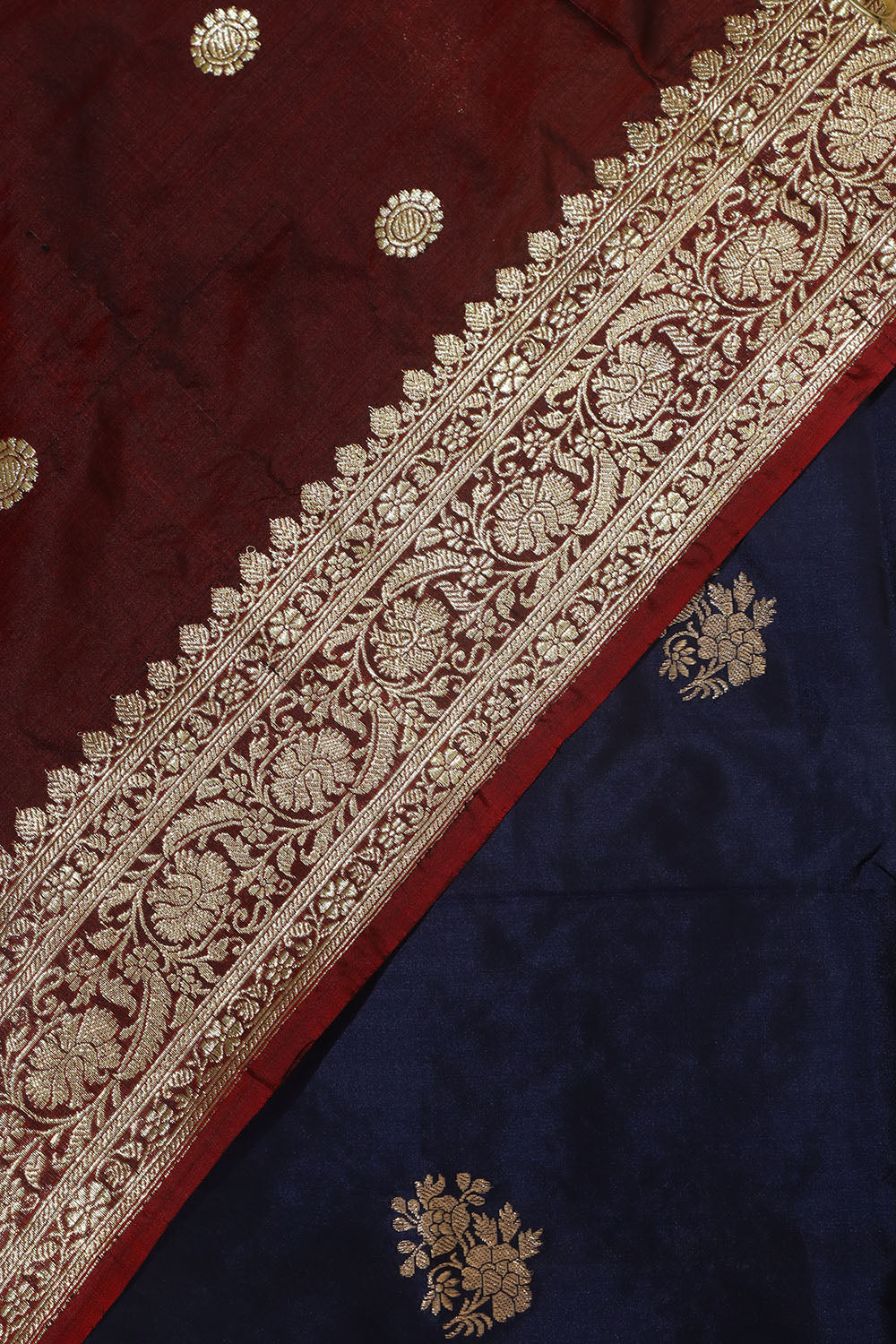Exquisite Blue Banarasi Handloom Pure Katan Silk Suit With Banarasi Handloom Pure Katan Silk Dupatta - Luxurion World