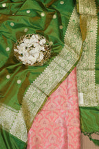 Beautiful Pink Banarasi Handloom Pure Katan Silk Suit With Banarasi Handloom Pure Katan Silk Dupatta - Luxurion World