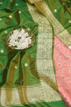Beautiful Pink Banarasi Handloom Pure Katan Silk Suit With Banarasi Handloom Pure Katan Silk Dupatta - Luxurion World