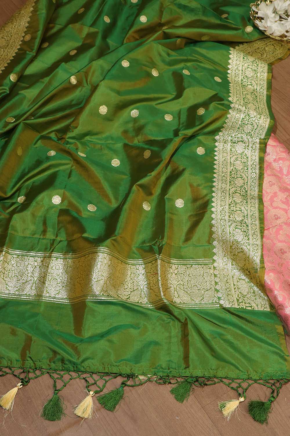 Beautiful Pink Banarasi Handloom Pure Katan Silk Suit With Banarasi Handloom Pure Katan Silk Dupatta - Luxurion World