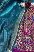 Elegant Purple Banarasi Kimkhwab Silk Meenakari Suit With Banarasi Plain Tissue Dupatta - Luxurion World