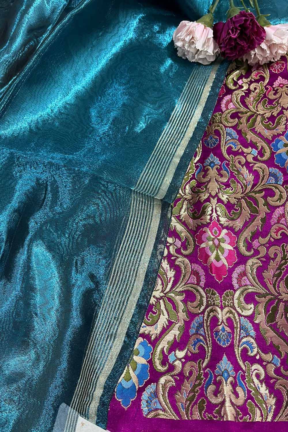 Elegant Purple Banarasi Kimkhwab Silk Meenakari Suit With Banarasi Plain Tissue Dupatta - Luxurion World