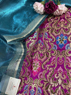 Elegant Purple Banarasi Kimkhwab Silk Meenakari Suit With Banarasi Plain Tissue Dupatta - Luxurion World