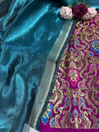 Elegant Purple Banarasi Kimkhwab Silk Meenakari Suit With Banarasi Plain Tissue Dupatta - Luxurion World