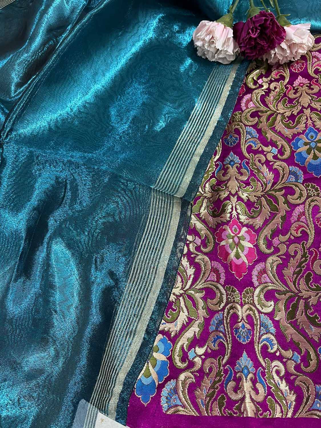 Elegant Purple Banarasi Kimkhwab Silk Meenakari Suit With Banarasi Plain Tissue Dupatta - Luxurion World