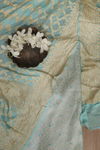 Stunning Blue Banarasi Brocade Silk Suit With Blue Handloom Banarasi Pure Georgette Dupatta - Luxurion World
