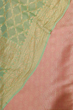 Stunning Pink Banarasi Brocade Silk Suit With Green Handloom Banarasi Pure Georgette Dupatta - Luxurion World