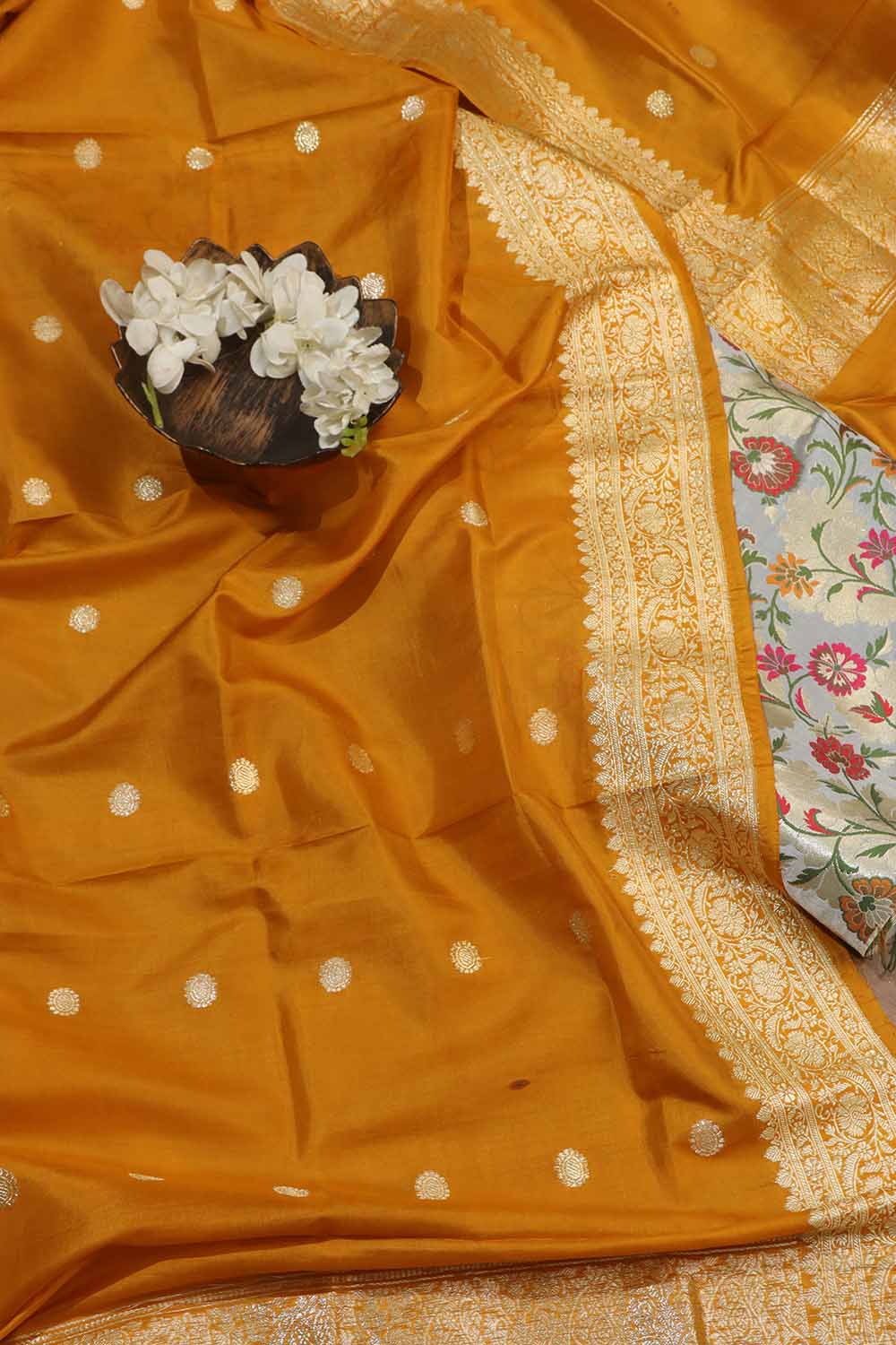 Elegant Grey Banarasi KimKhwab Silk Meenakari Suit With Banarasi Pure Katan Silk Dupatta - Luxurion World