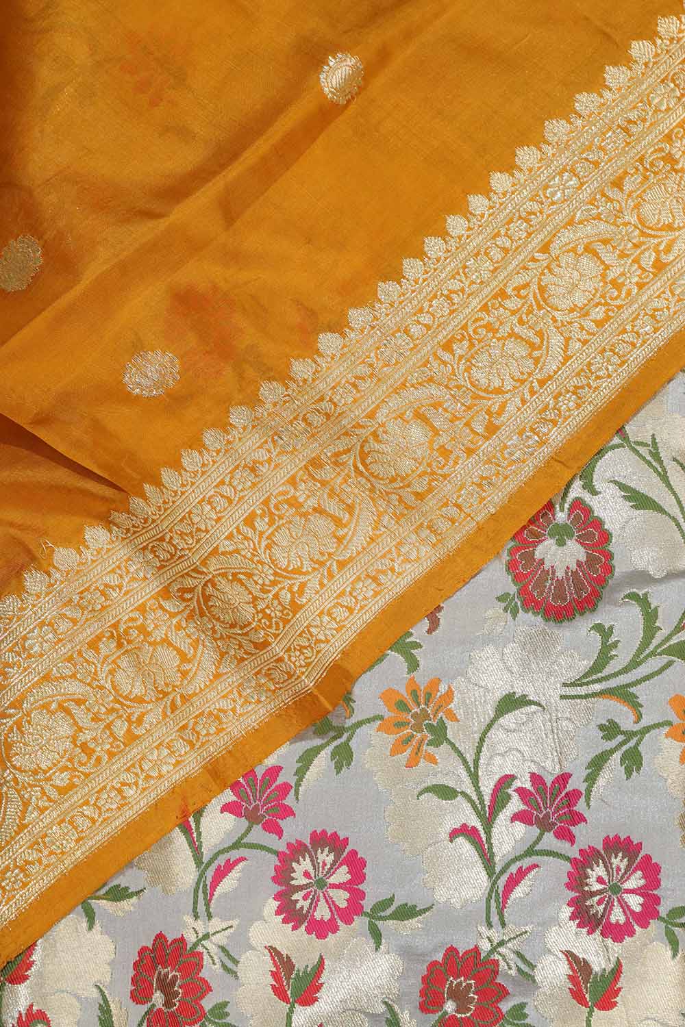Elegant Grey Banarasi KimKhwab Silk Meenakari Suit With Banarasi Pure Katan Silk Dupatta - Luxurion World