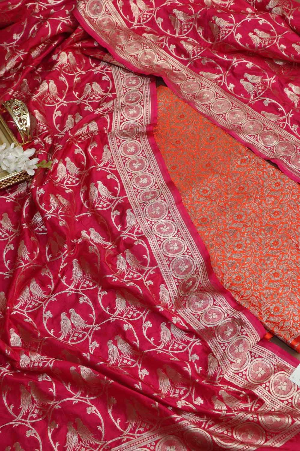 Corduroy velvet embroided suit with banarasi dupatta (Parisa) main image 1