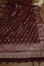 Pink Banarasi Silk Suit With Maroon Banarasi Silk Meenakari Dupatta - Luxurion World
