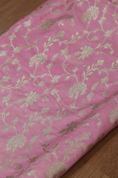 Pink Banarasi Silk Suit With Maroon Banarasi Silk Meenakari Dupatta - Luxurion World