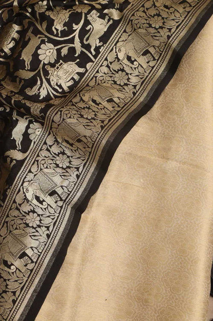 Dyeable Banarasi Georgette Suit With Black Banarasi Silk Shikargah Design Dupatta - Luxurion World