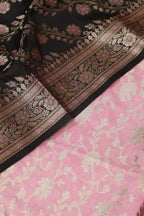 Pink Banarasi Silk Suit With Black Banarasi Silk Meenakari Dupatta - Luxurion World