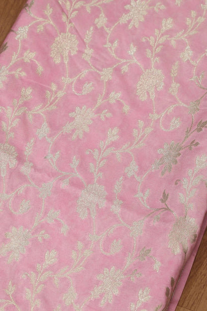 Pink Banarasi Silk Suit With Black Banarasi Silk Meenakari Dupatta - Luxurion World