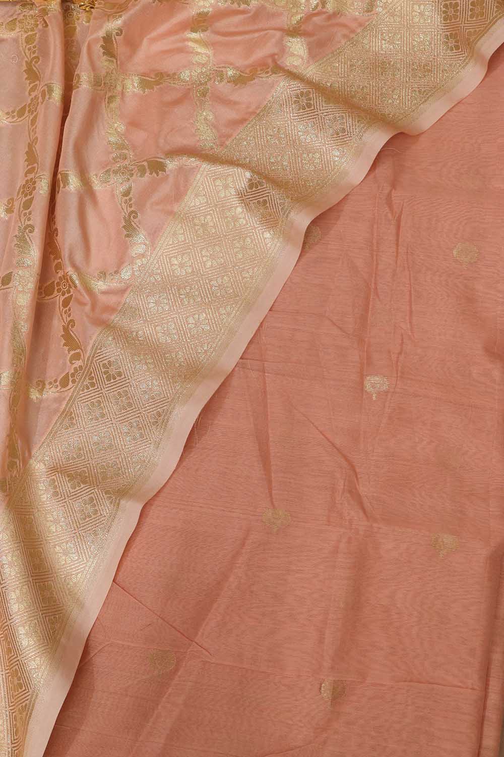 Beautiful Pink Handloom Pure Chanderi Silk Suit With Pink Banarasi Silk Dupatta - Luxurion World