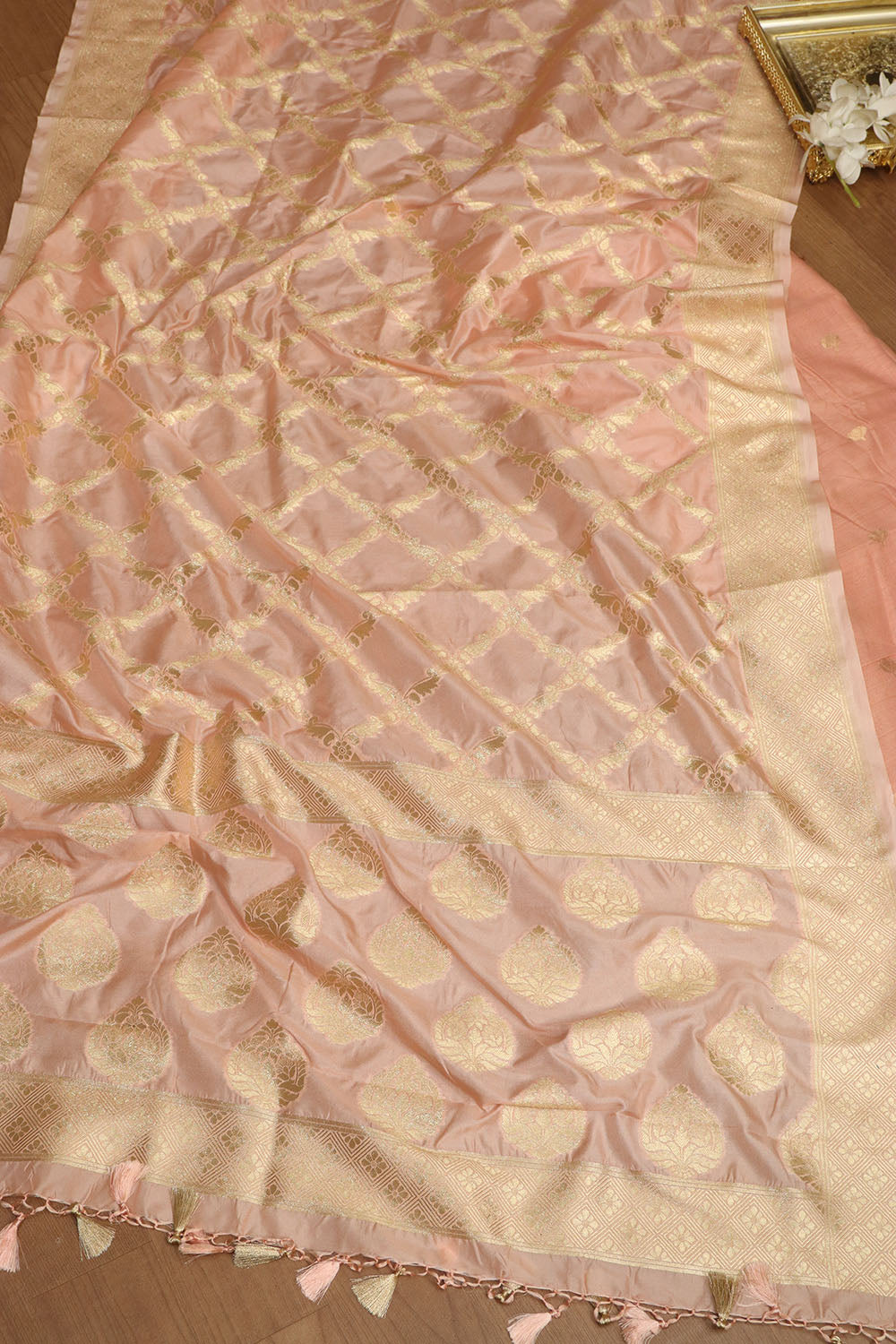 Beautiful Pink Handloom Pure Chanderi Silk Suit With Pink Banarasi Silk Dupatta - Luxurion World
