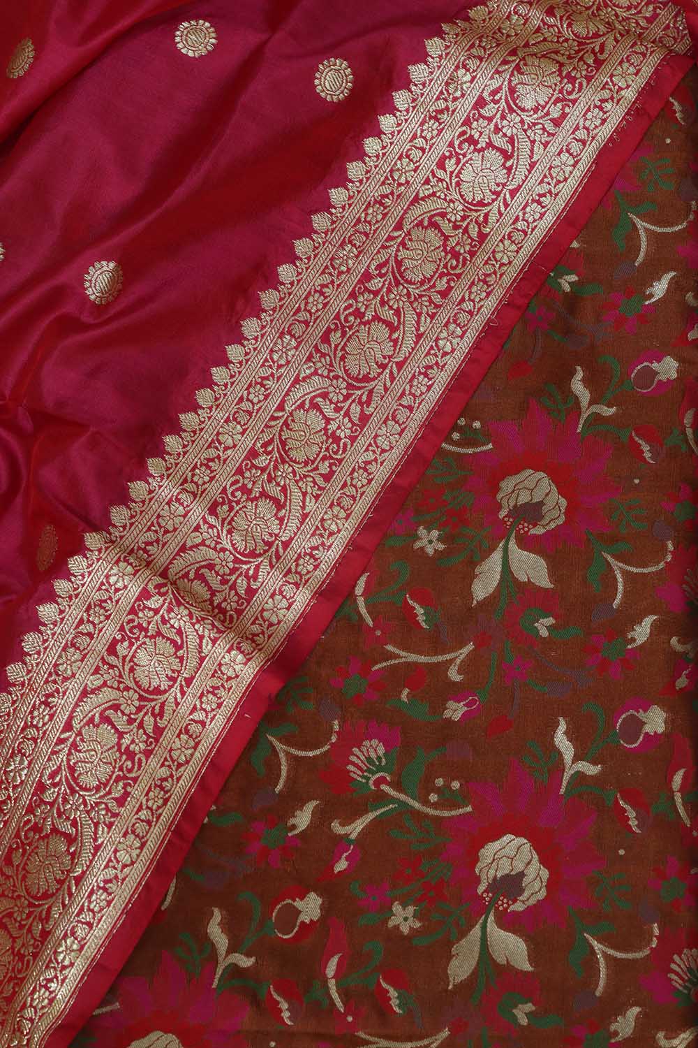 Elegant Brown Banarasi Meenakari Silk Suit With Pink Handloom Banarasi Pure Katan Silk Dupatta - Luxurion World
