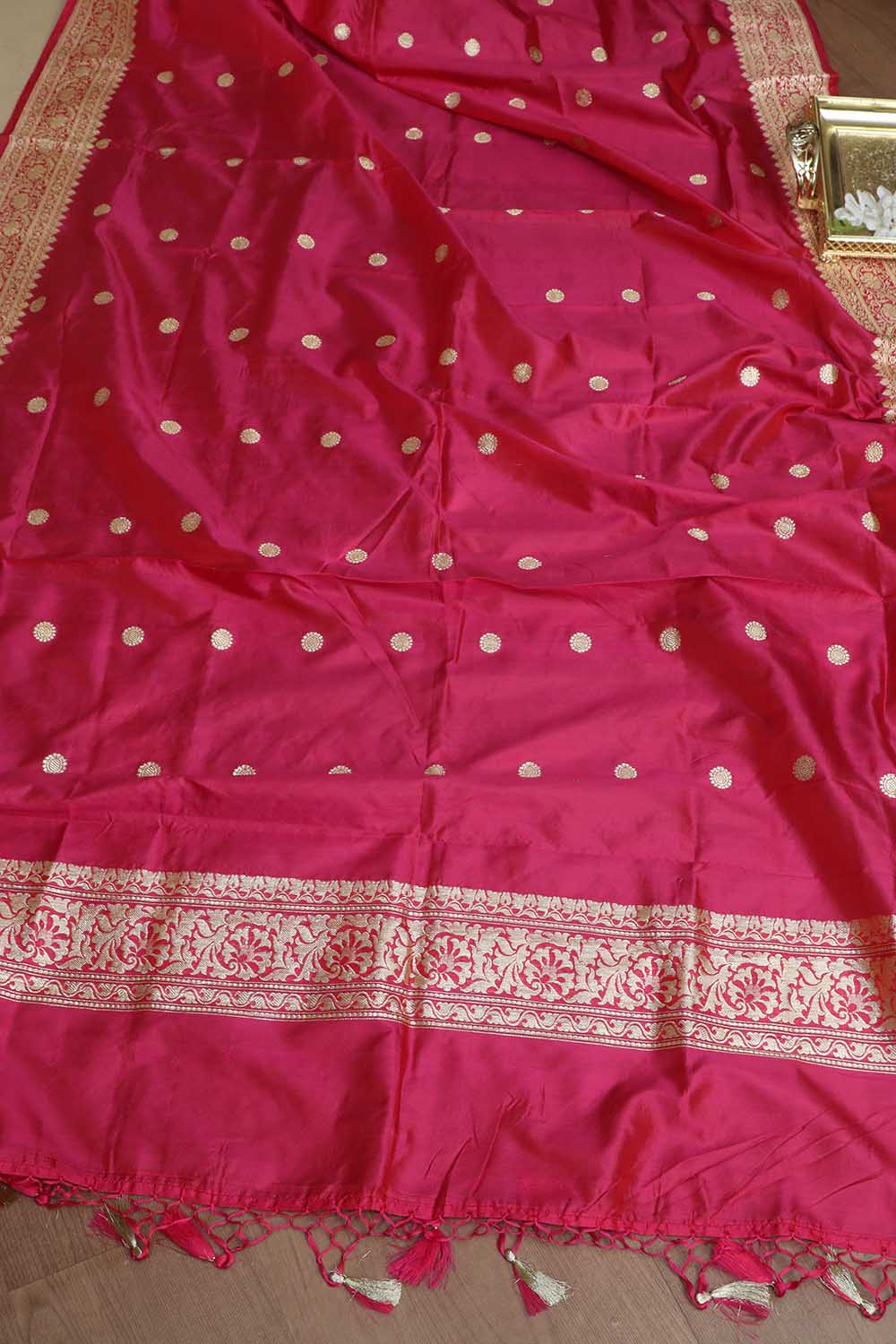 Elegant Brown Banarasi Meenakari Silk Suit With Pink Handloom Banarasi Pure Katan Silk Dupatta - Luxurion World