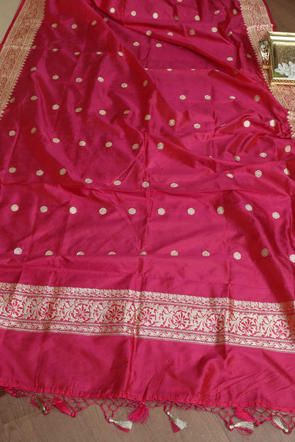 Elegant Brown Banarasi Meenakari Silk Suit With Pink Handloom Banarasi Pure Katan Silk Dupatta - Luxurion World