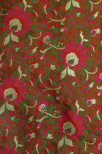 Elegant Brown Banarasi Meenakari Silk Suit With Pink Handloom Banarasi Pure Katan Silk Dupatta - Luxurion World