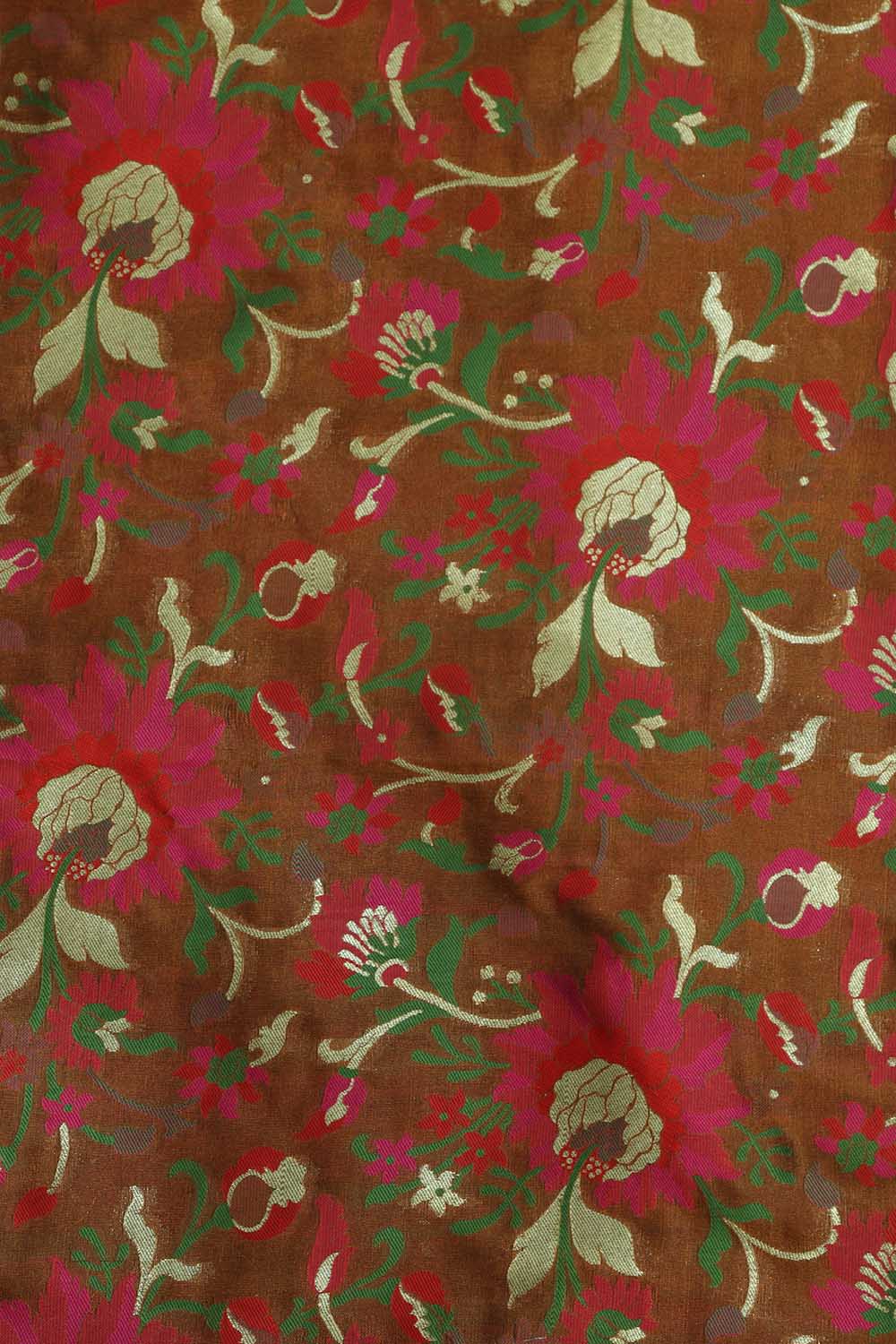 Elegant Brown Banarasi Meenakari Silk Suit With Pink Handloom Banarasi Pure Katan Silk Dupatta - Luxurion World