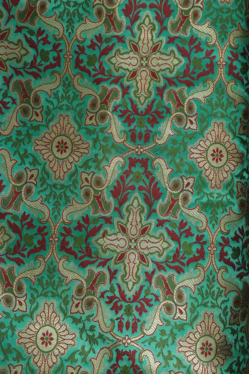 Elegant Blue Banarasi Kimkhwab Silk Suit With Maroon Handloom Banarasi Pure Katan Silk Dupatta - Luxurion World