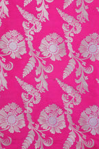Pink Banarasi Silk Sona Roopa Suit With Blue Tissue Dupatta - Luxurion World
