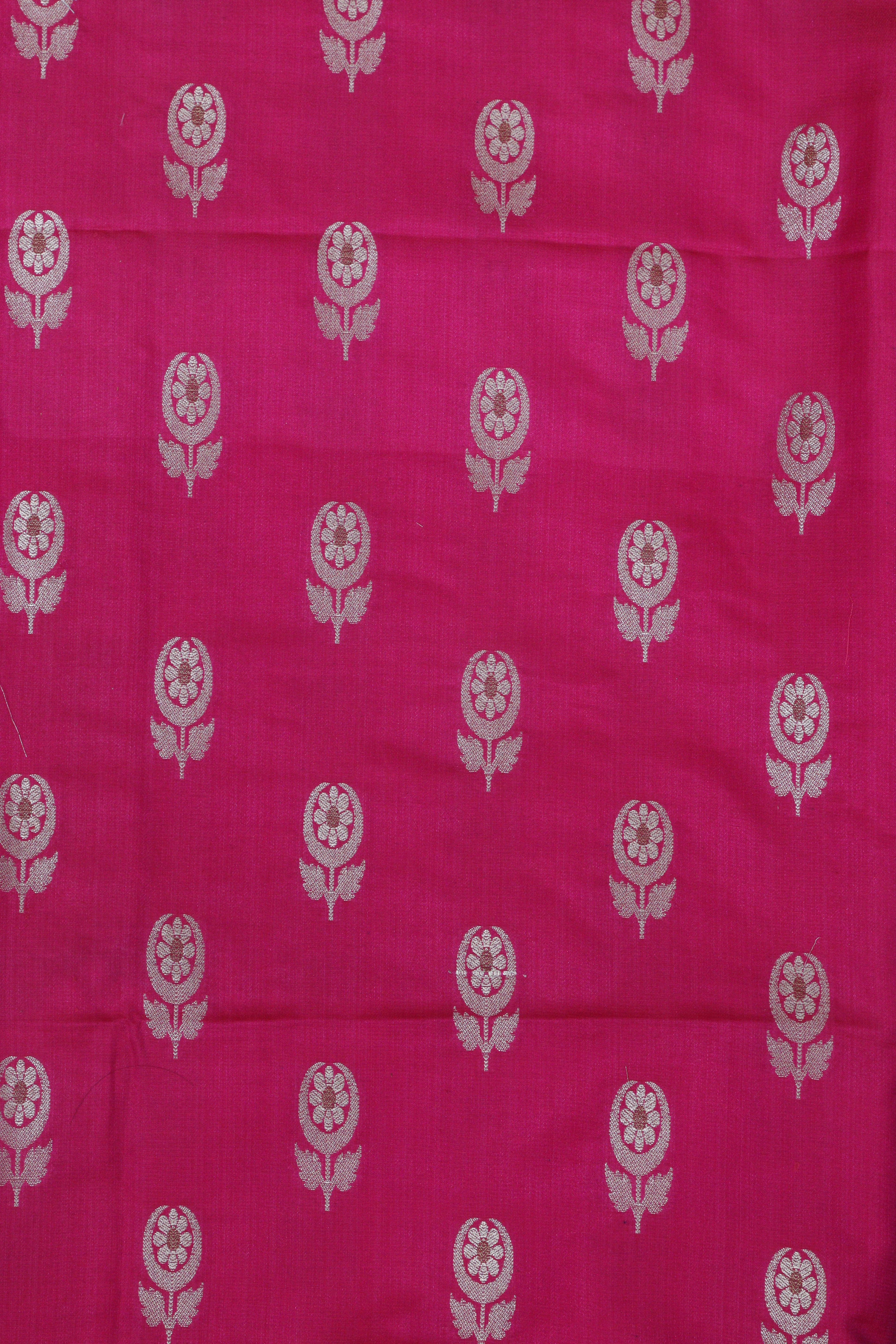 Stunning Pink Banarasi Silk Suit With Green Paithani Silk Peacock Floral Dupatta - Luxurion World