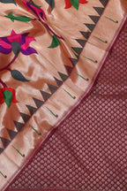 Exquisite Purple Banarasi Silk With Purple Paithani Silk Peacock & Floral Design Dupatta - Luxurion World