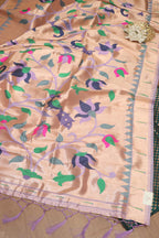 Stunning Green Banarasi Silk Suit With Purple Paithani Silk Peacock & Floral Design Dupatta - Luxurion World
