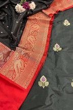 Elegant Black Banarasi Pure Katan Silk Meenakari Suit With Banarasi Pure Katan Silk Dupatta - Luxurion World