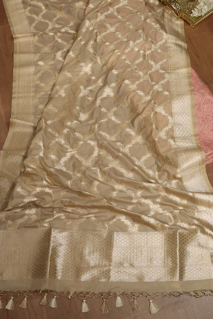 Pink Banarasi Brocade Silk Suit With Pastel Banarasi Silk Dupatta - Luxurion World