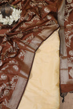 Pastel Plain Silk Suit With Brown Banarasi Silk Dupatta - Luxurion World