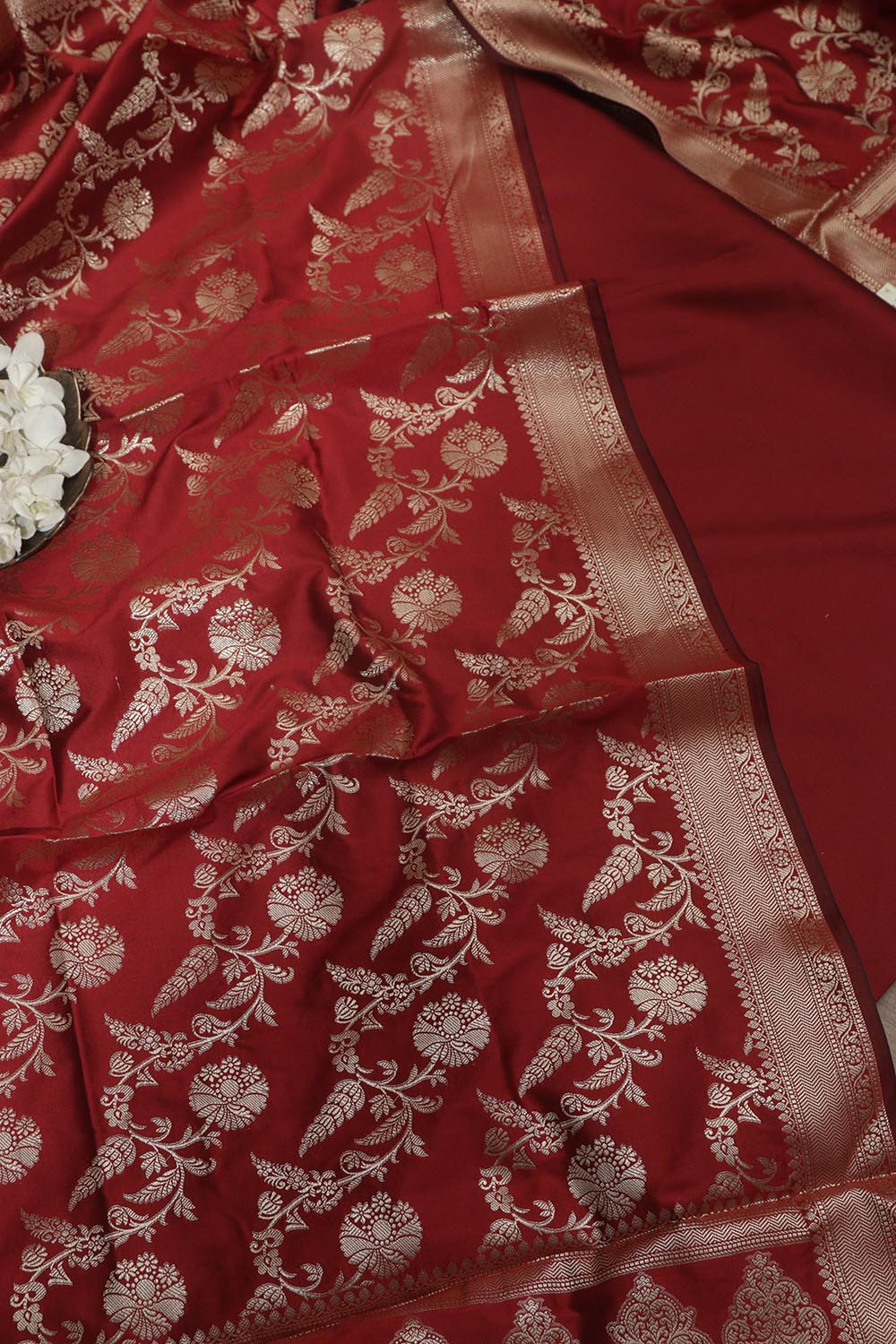 Maroon Plain Silk Suit With Red Banarasi Silk Dupatta - Luxurion World