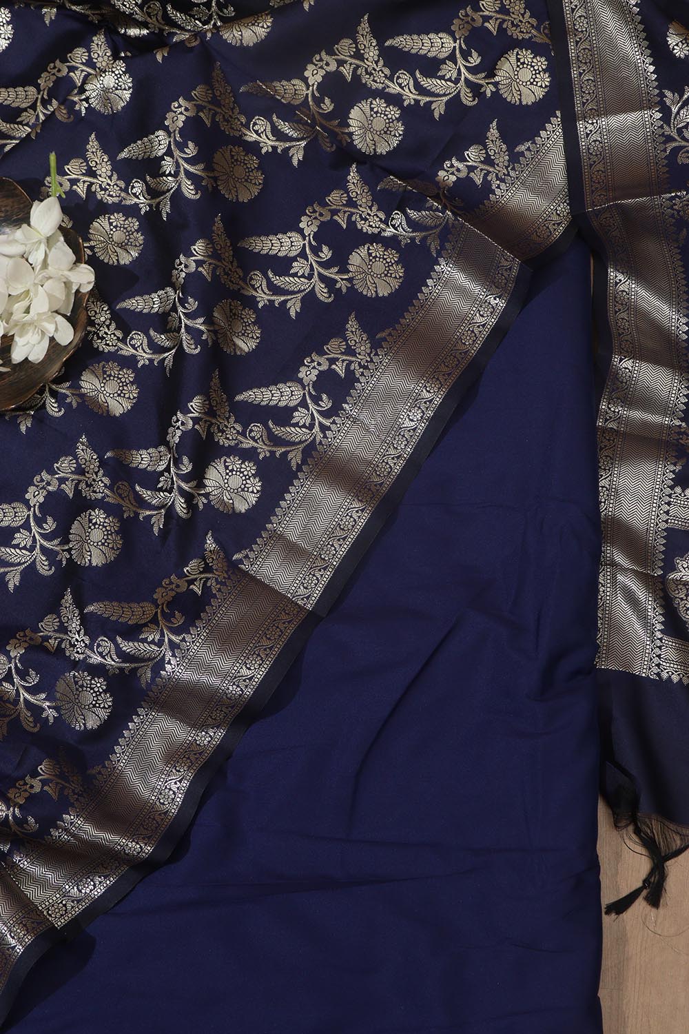 Elegant and Stylish Blue Plain Silk Suit With Blue Banarasi Silk Dupatta - Luxurion World
