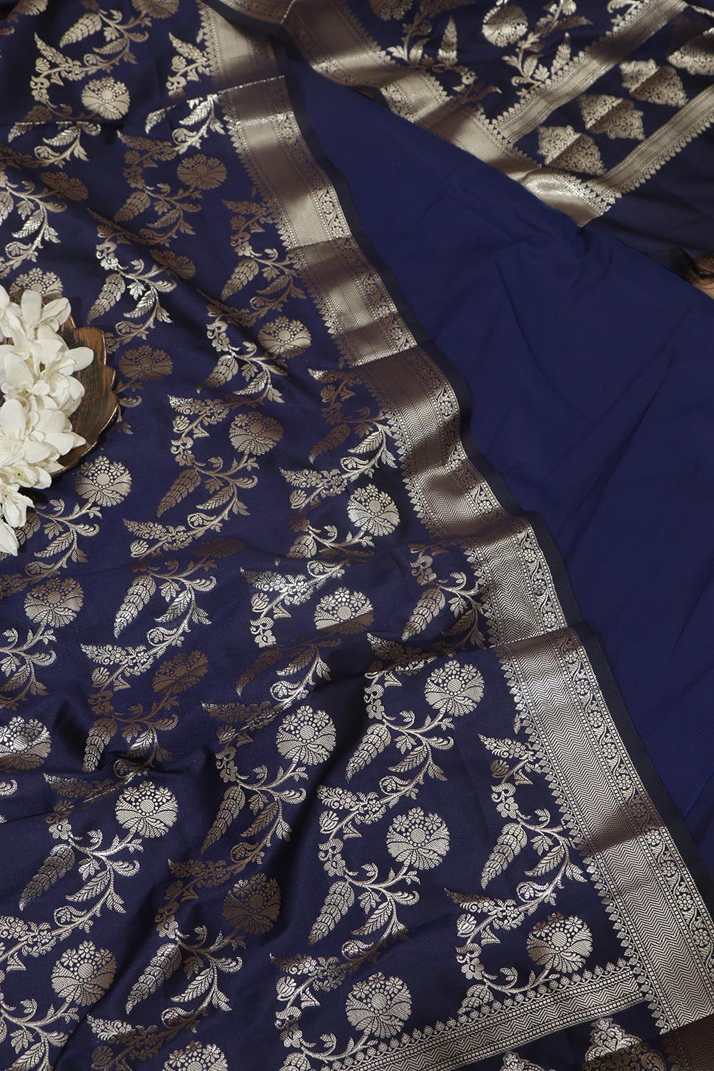 Elegant and Stylish Blue Plain Silk Suit With Blue Banarasi Silk Dupatta - Luxurion World