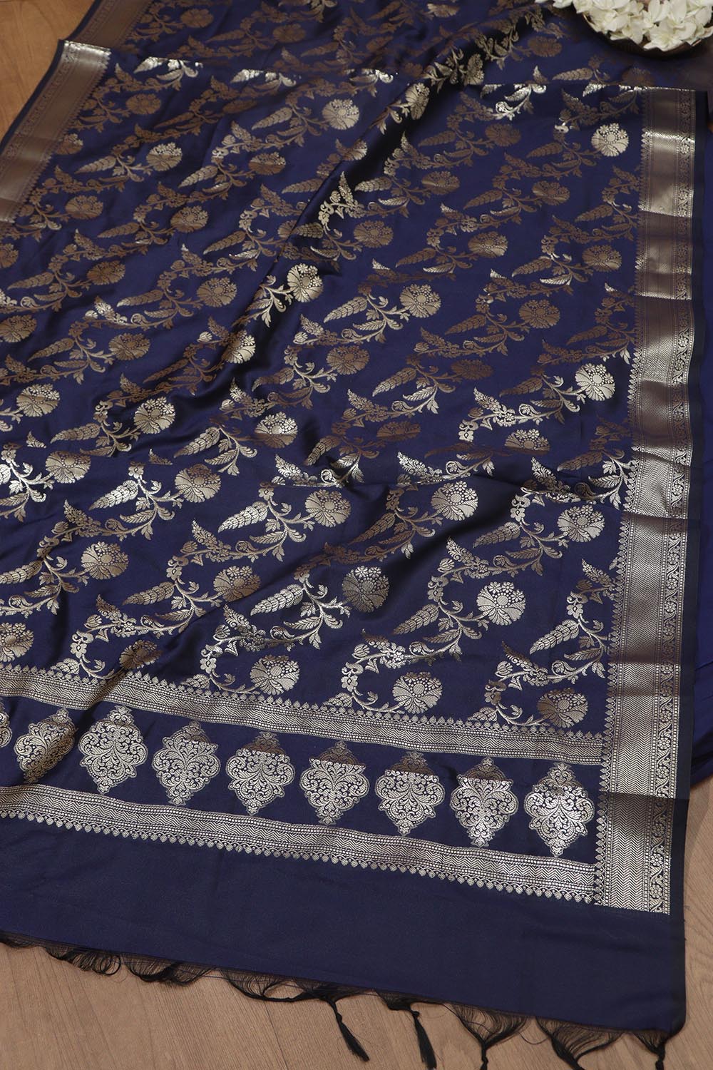 Elegant and Stylish Blue Plain Silk Suit With Blue Banarasi Silk Dupatta - Luxurion World