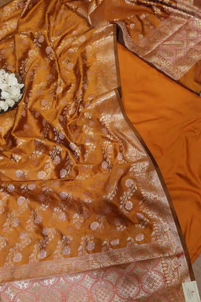 Yellow Plain Silk Suit With Yellow Banarasi Silk Meenakari Dupatta - Luxurion World