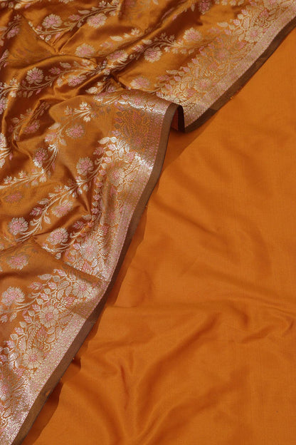 Yellow Plain Silk Suit With Yellow Banarasi Silk Meenakari Dupatta - Luxurion World