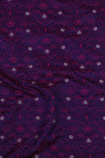 Elegant Purple Banarasi Tanchui Silk Suit Pink Banarasi Silk Cow Design Dupatta - Luxurion World