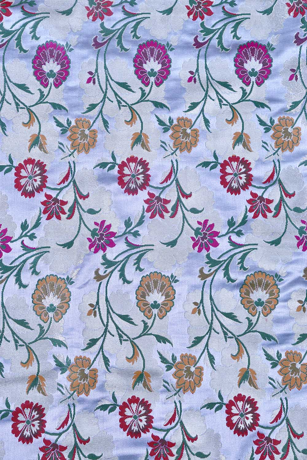 Grey Banarasi KimKhwab Silk Meenakari Suit Pink Banarasi Silk Cow Design Dupatta - Luxurion World