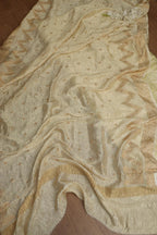 Yellow Banarasi Brocade Silk Suit With Dyeable Banarasi Handloom Pure Chiffon Crushed Booti Design Dupatta - Luxurion World